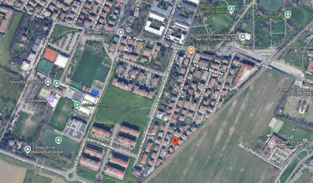 Vista aerea della zona Saliceta San Giuliano con via Signorelli