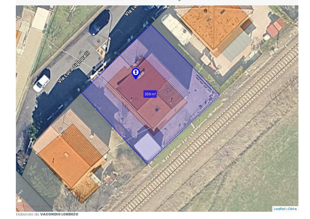 Vista satellitare con perimetro catastale